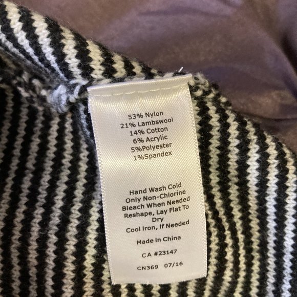 Cozy Cowl Neck Striped Navy & Cream Sweater - Picture 12 of 12